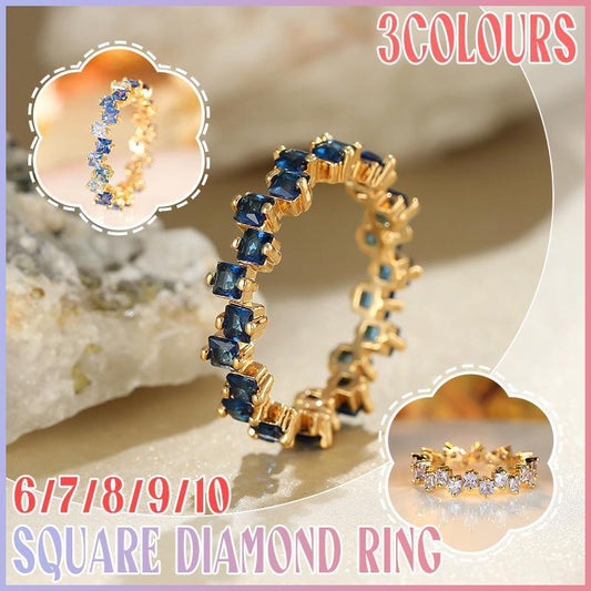 Square Design 1.2ct Simulated Diamond Women Engagement Ring Rose Gold Plated - Water Blue-Size 10