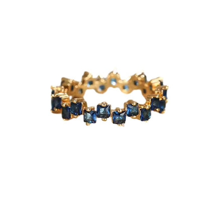 Square Design 1.2ct Simulated Diamond Women Engagement Ring Rose Gold Plated - Water Blue-Size 10