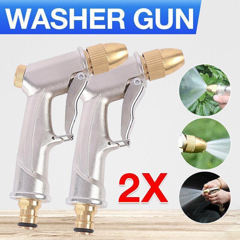 2Pcs High Pressure Water Spray Handle Nozzle Brass Garden Hose Pipe Lawn Car Wash