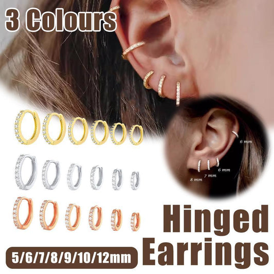 7sizes Hoop Earring Silver Zirconia Ear Huggie Hoop Cartilage Piercing Jewellery - Silver-10mm