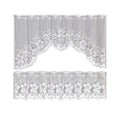 White Lace Window Curtain Short Tier Panel for Kitchen Bathroom - Morning glory