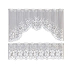 White Lace Window Curtain Short Tier Panel for Kitchen Bathroom - Morning glory