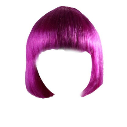 Short Bob Wig with Bangs for Women Synthetic Cosplay Party Hair in 14 Colours - Dark Pink
