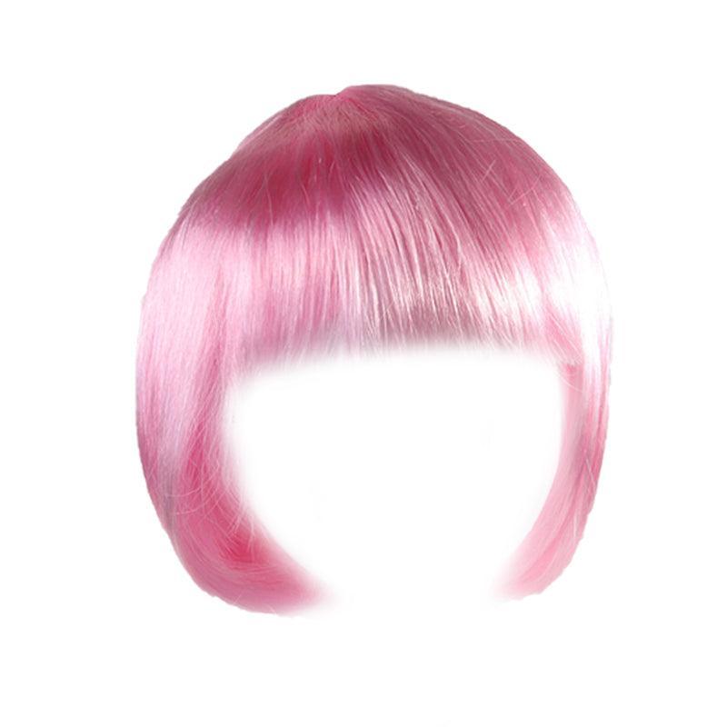 Short Bob Wig with Bangs for Women Synthetic Cosplay Party Hair in 14 Colours - Dark Pink