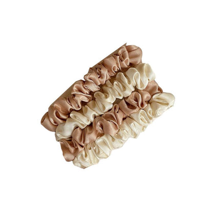 4Pcs/Set Silk Satin Small Scrunchies Ponytail Hair Ties Hair Rope Rubber Bands - D