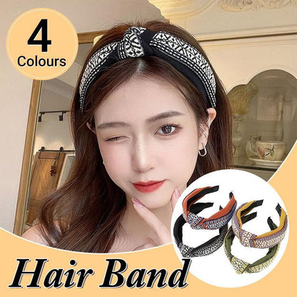 Women Lady Retro Boho Embroidery Cotton Wide Hair Headband Head Wrap Band hoop - Green