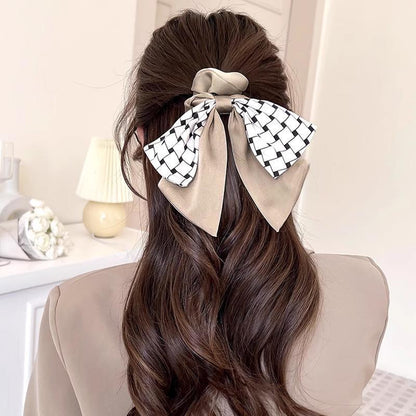 Women Elegant Scrunchies for Hair Ribbon Ties Bow Scrunchies Ponytail Scrunchie - Brown