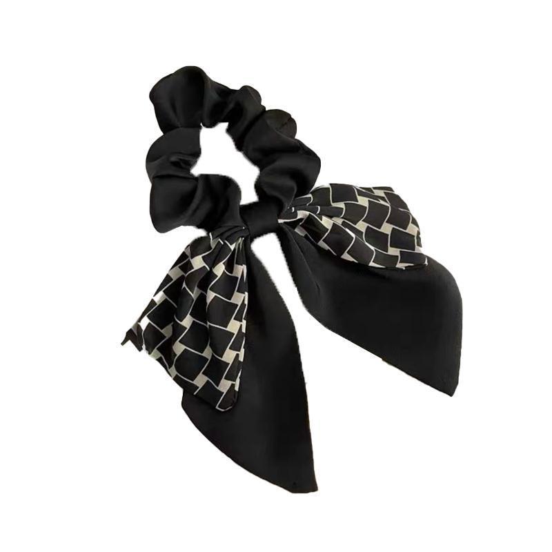 Women Elegant Scrunchies for Hair Ribbon Ties Bow Scrunchies Ponytail Scrunchie - Brown