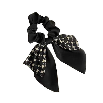 Women Elegant Scrunchies for Hair Ribbon Ties Bow Scrunchies Ponytail Scrunchie - Brown