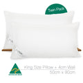 Luxor Australian Made Hotel King Size Pillow with 4cm Wall Twin Pack