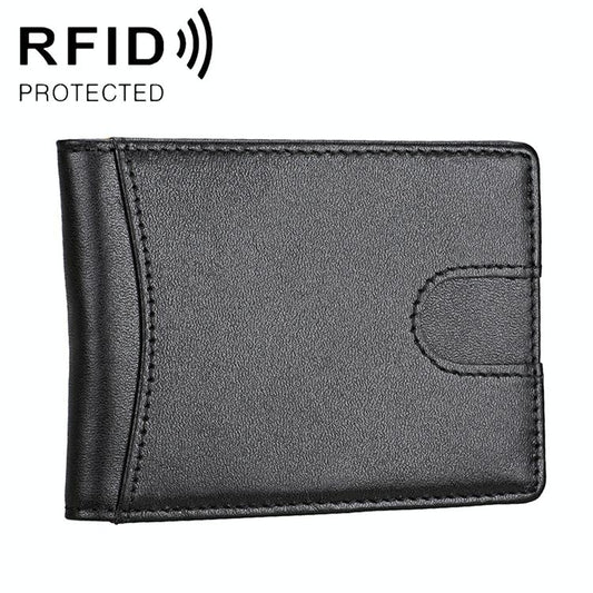 Mini Crazy Horse Leather Rfid Wallet - Antimagnetic