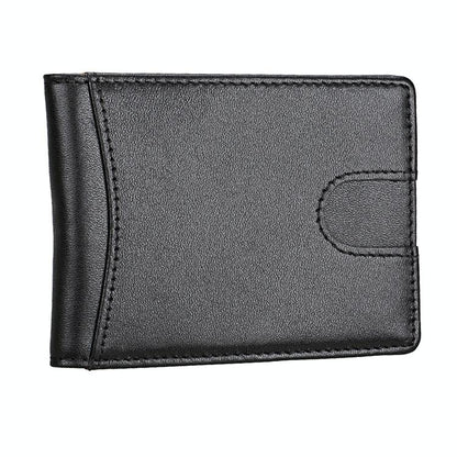 Mini Crazy Horse Leather Rfid Wallet - Antimagnetic