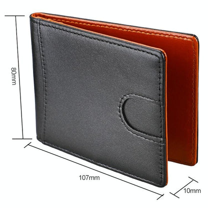 Mini Crazy Horse Leather Rfid Wallet - Antimagnetic