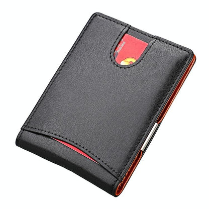 Mini Crazy Horse Leather Rfid Wallet - Antimagnetic