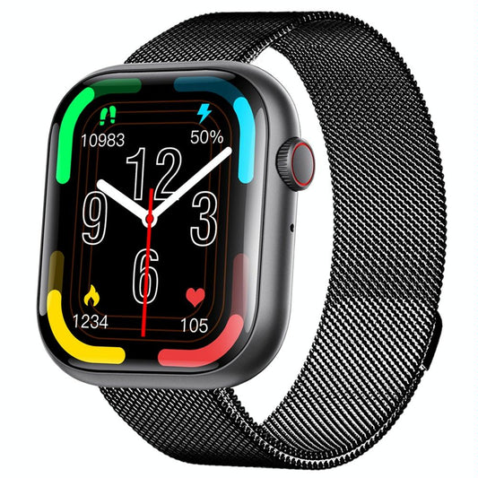 2.1 Inch Screen Smart Watch With Blood Sugar / Blood Oxygen Monitoring / Sos Alarm / 100+ Sports Modes - Black 3-Bead Steel - Black Milan