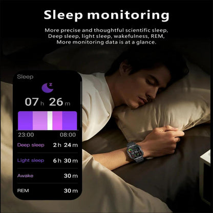 1.96 Inch Colour Screen Smart Watch Silicone Strap Support Bluetooth Call - Black