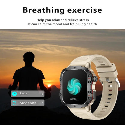 1.96 Inch Colour Screen Smart Watch Silicone Strap Support Bluetooth Call - Black
