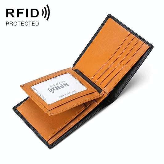 Leather Rfid Blocking Tri-fold Wallet - Brown