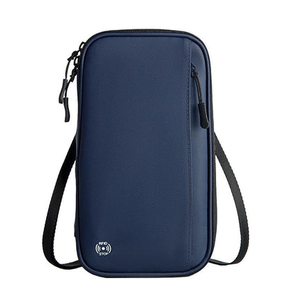 Rfid-protected Waterproof Neck Passport Holder - Blue