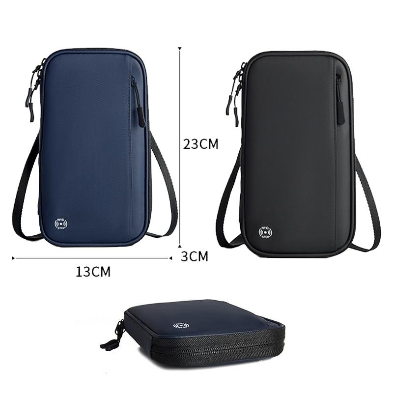 Rfid-protected Waterproof Neck Passport Holder - Blue