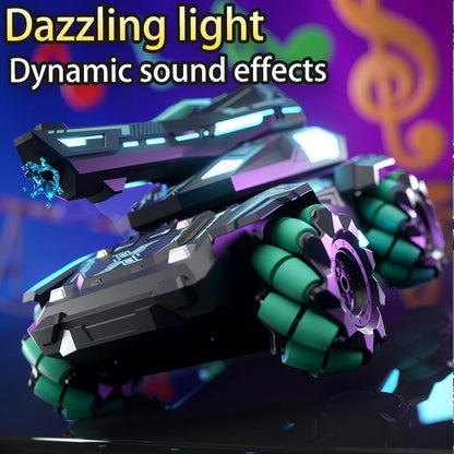 Stunt Water Bomb Battle Armor Rc Car - 2.4g Dual Control - Blue - Dual Control