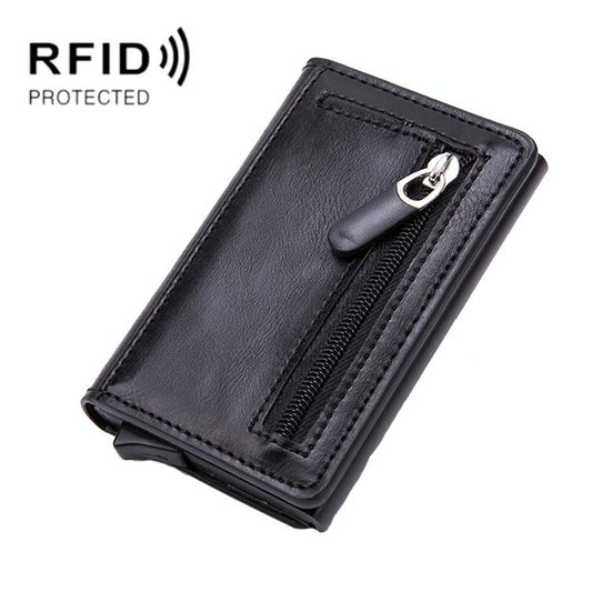Stainless Steel Rfid Credit Card Holder - Compact Design - Black
