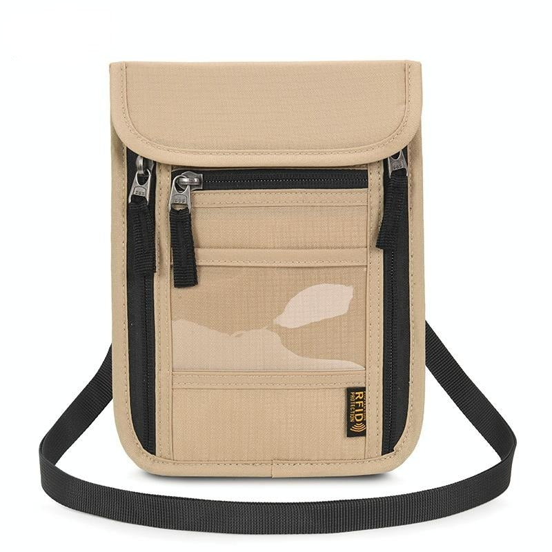 Secure Neck Bag for Passport and Phone - Multi-functional - Khaki