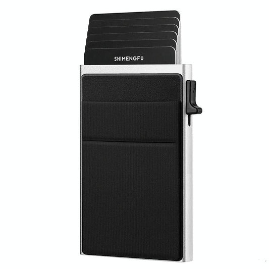 Men Slim Metal Rfid Blocking Wallet - Silver