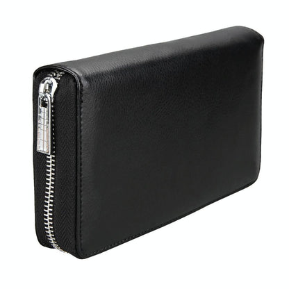 Leather Rfid Passport & Card Holder - Compact - Black