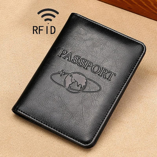 Leather Rfid Passport Holder - Compact and Secure - Black