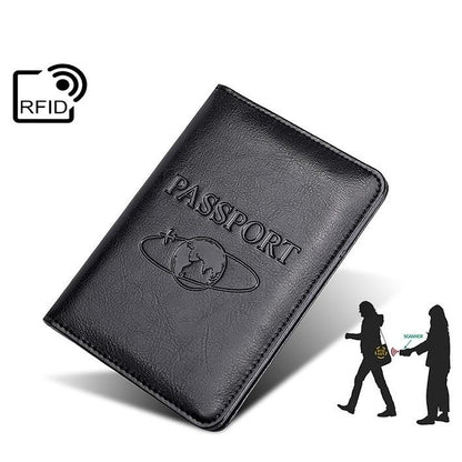 Leather Rfid Passport Holder - Compact and Secure - Black