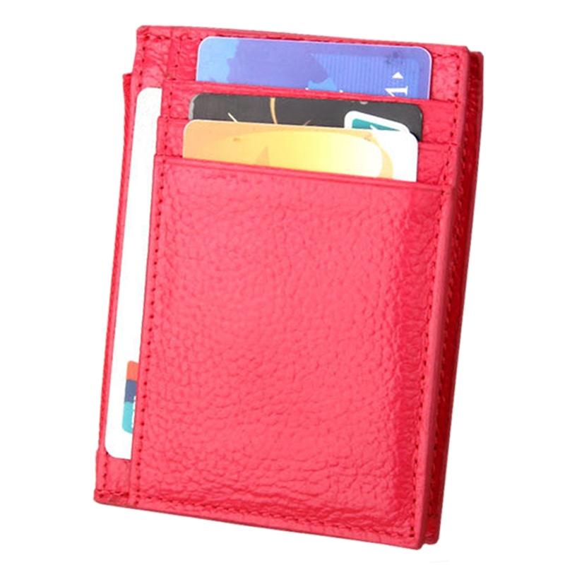 Leather Rfid Blocking Card Holder Wallet - Cowhide - Black