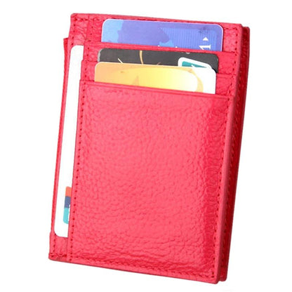 Leather Rfid Blocking Card Holder Wallet - Cowhide - Black