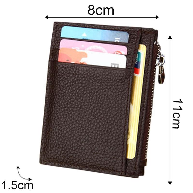 Leather Rfid Blocking Card Holder Wallet - Cowhide - Black