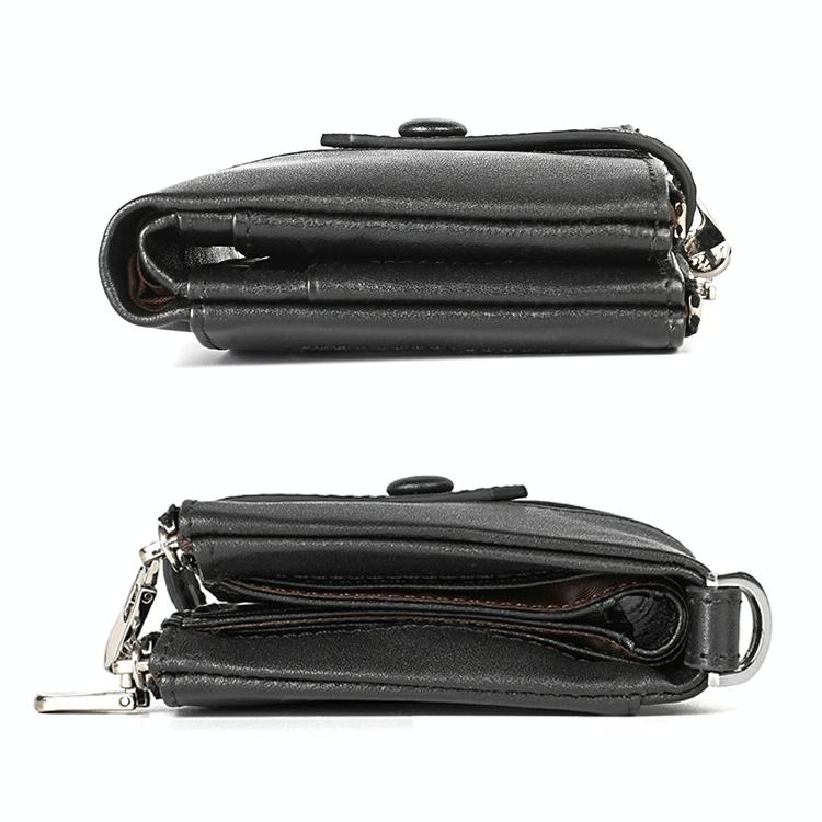 Double Zip Rfid Chain Wallet with Card Slots - Black