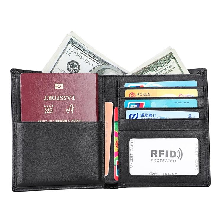 Leather Rfid Passport Wallet - Multi-function - Yellowish-Brown