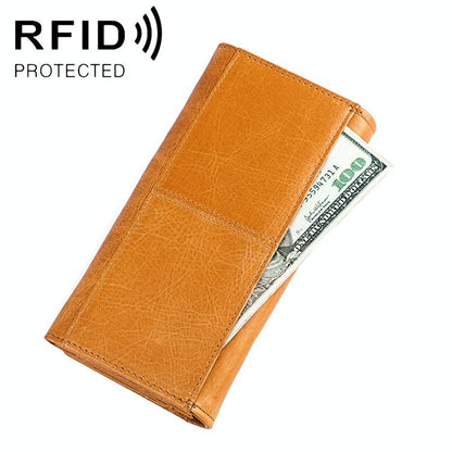 Versatile Retro Leather Rfid Lady Wallet - Yellowish-Brown
