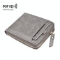 Men Retro Rfid Zip Wallet - Zipper Closure - Grey