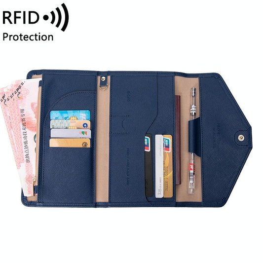 Rfid-blocking Passport & Card Bag - Secure & Compact - Deep Blue