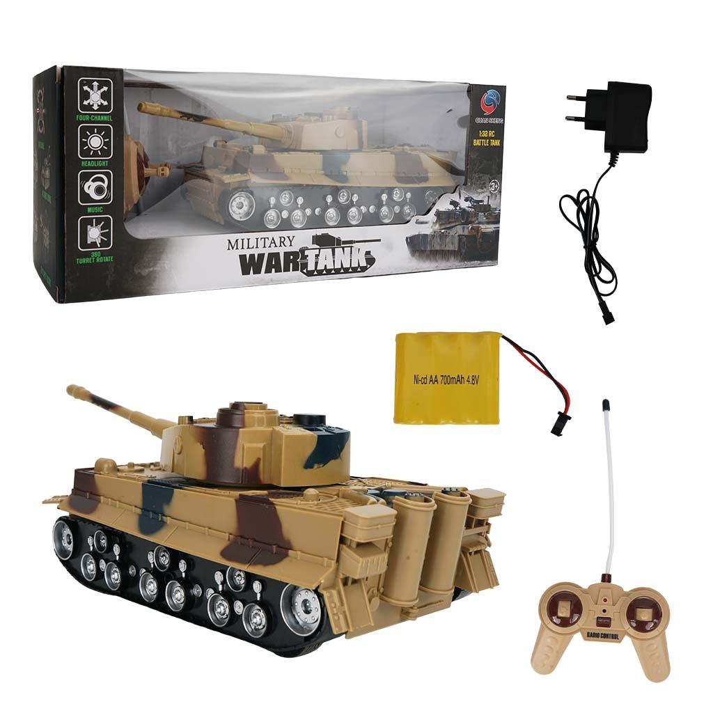 1 32 Four-way Rc Tank with Remote Control - Yellow