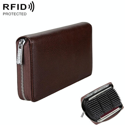Leather Rfid Passport & Card Holder - Compact - Coffee