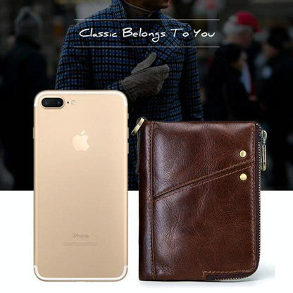 Men Leather Rfid Wallet - Antimagnetic - Coffee