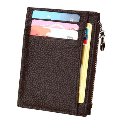 Leather Rfid Blocking Card Holder Wallet - Cowhide - Coffee