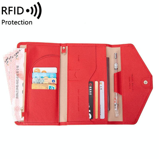 Rfid-blocking Passport & Card Bag - Secure & Compact - Red