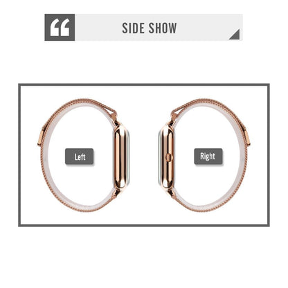 Unisex Magnetic Buckle Mesh Belt Quartz Watch - Silver Black