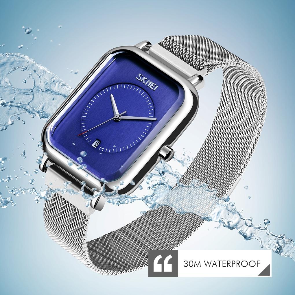 Unisex Magnetic Buckle Mesh Belt Quartz Watch - Silver Black