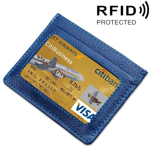 Leather Rfid Card Holder - Blocking - Dark Blue