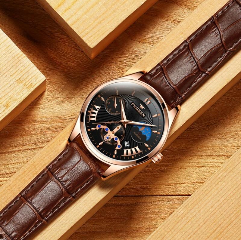 Men Luminous Casual Quartz Watch - 5606 - White Steel White Shell Black Surface