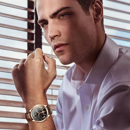 Men Luminous Casual Quartz Watch - 5606 - White Steel White Shell Black Surface