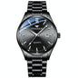 Simple Luminous Quartz Watch for Men with Calendar - Black Steel Black Surface